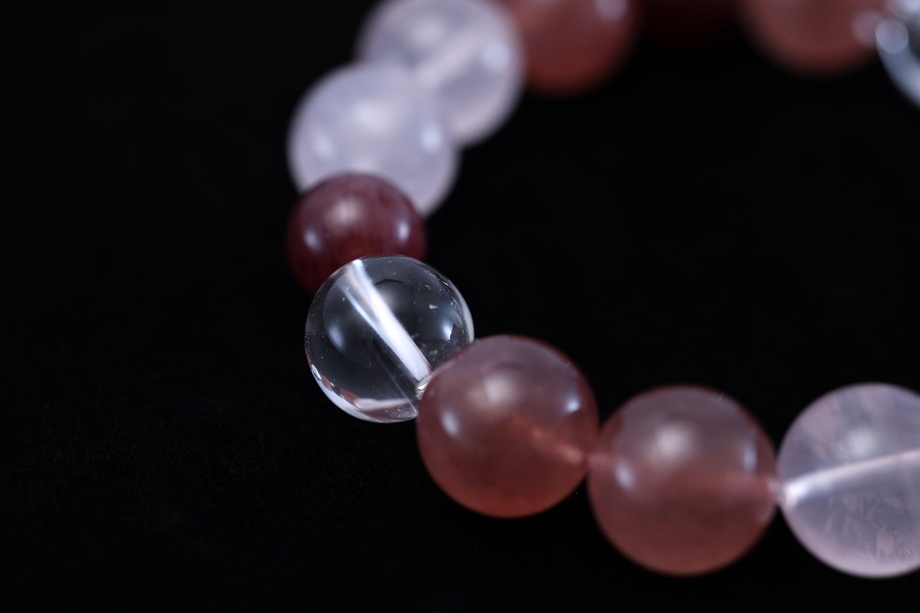 Pink Quartz, Strawberry Quartz & Clear Quartz Bracelet - Love, Joy & Clarity